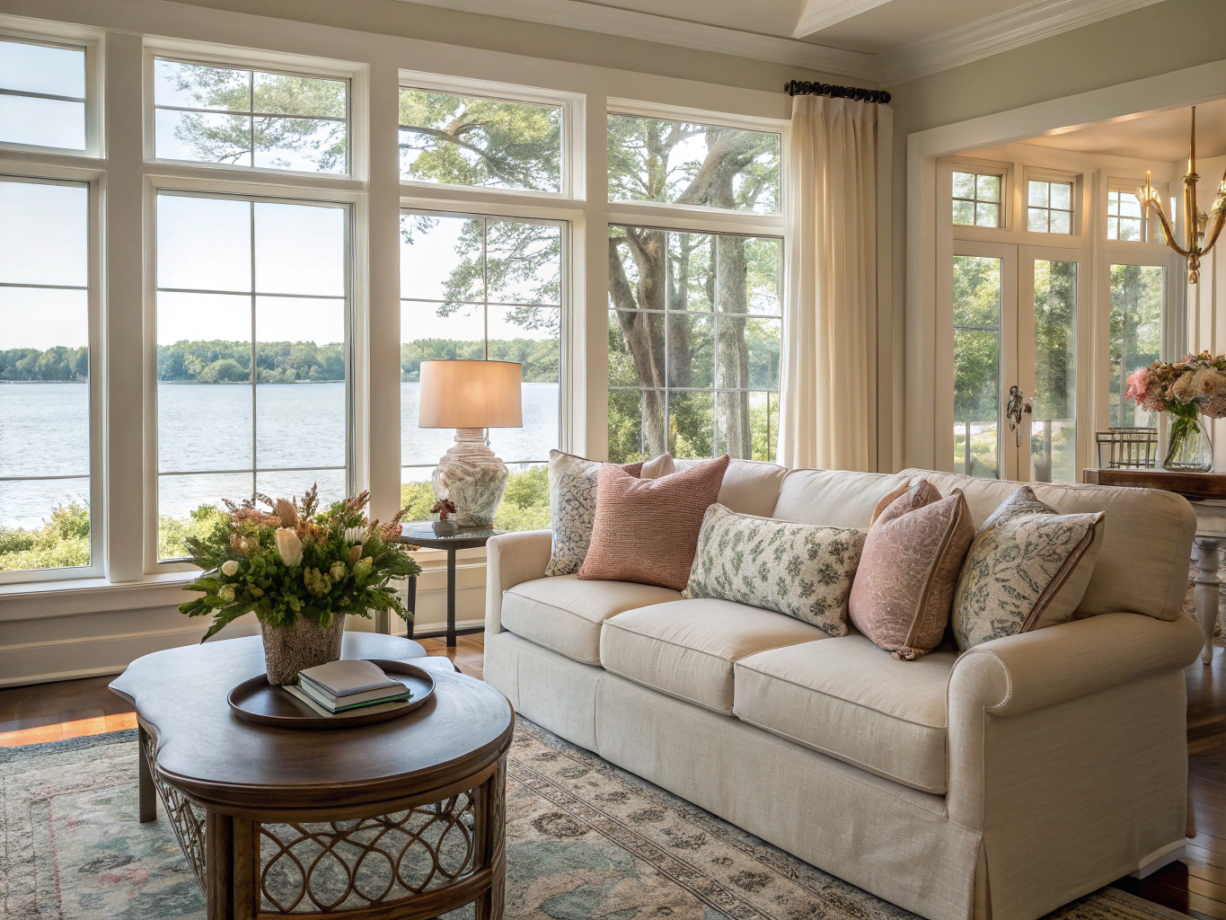 Bright living room interior after a completed renovation