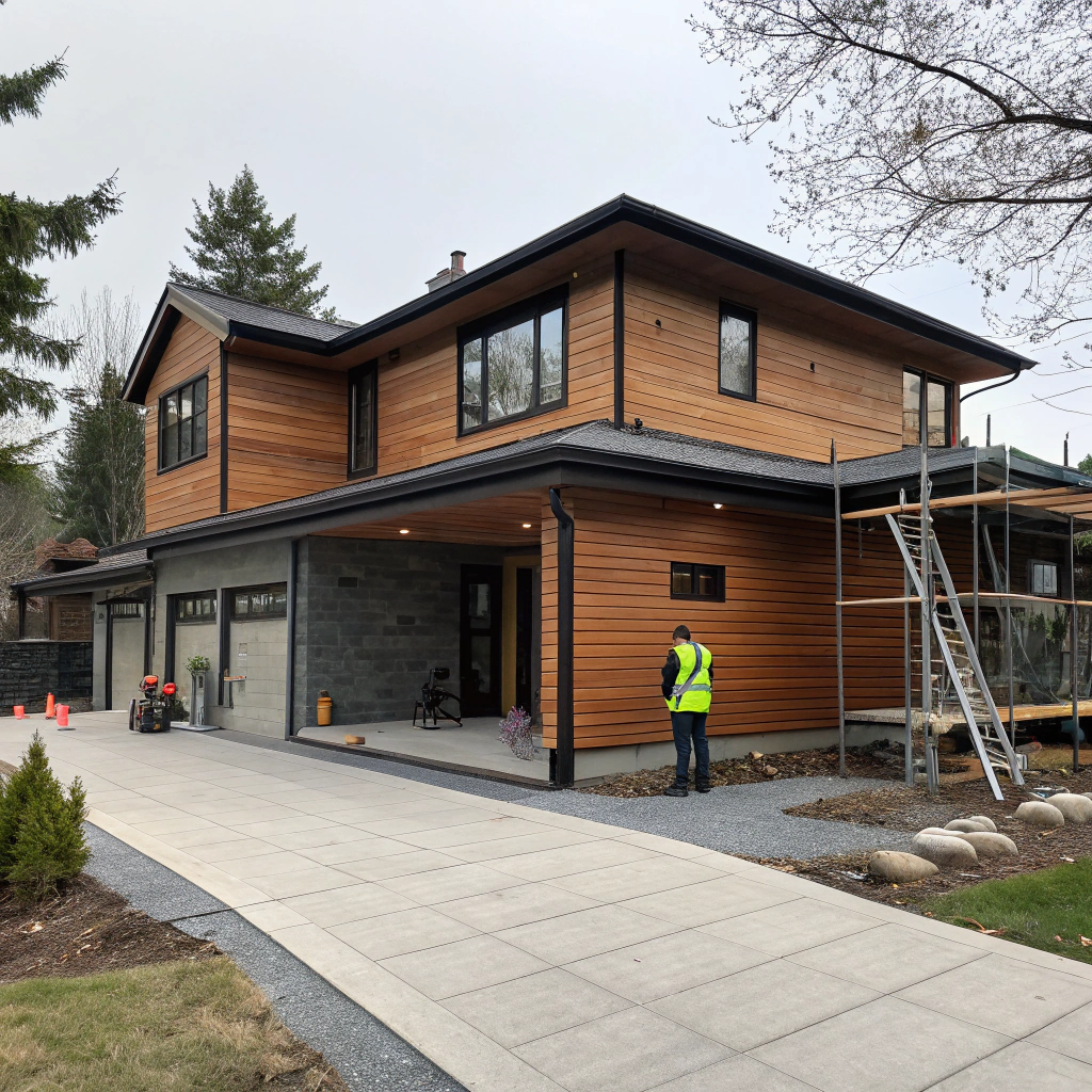 Exterior view of a seamless home addition matching existing architecture