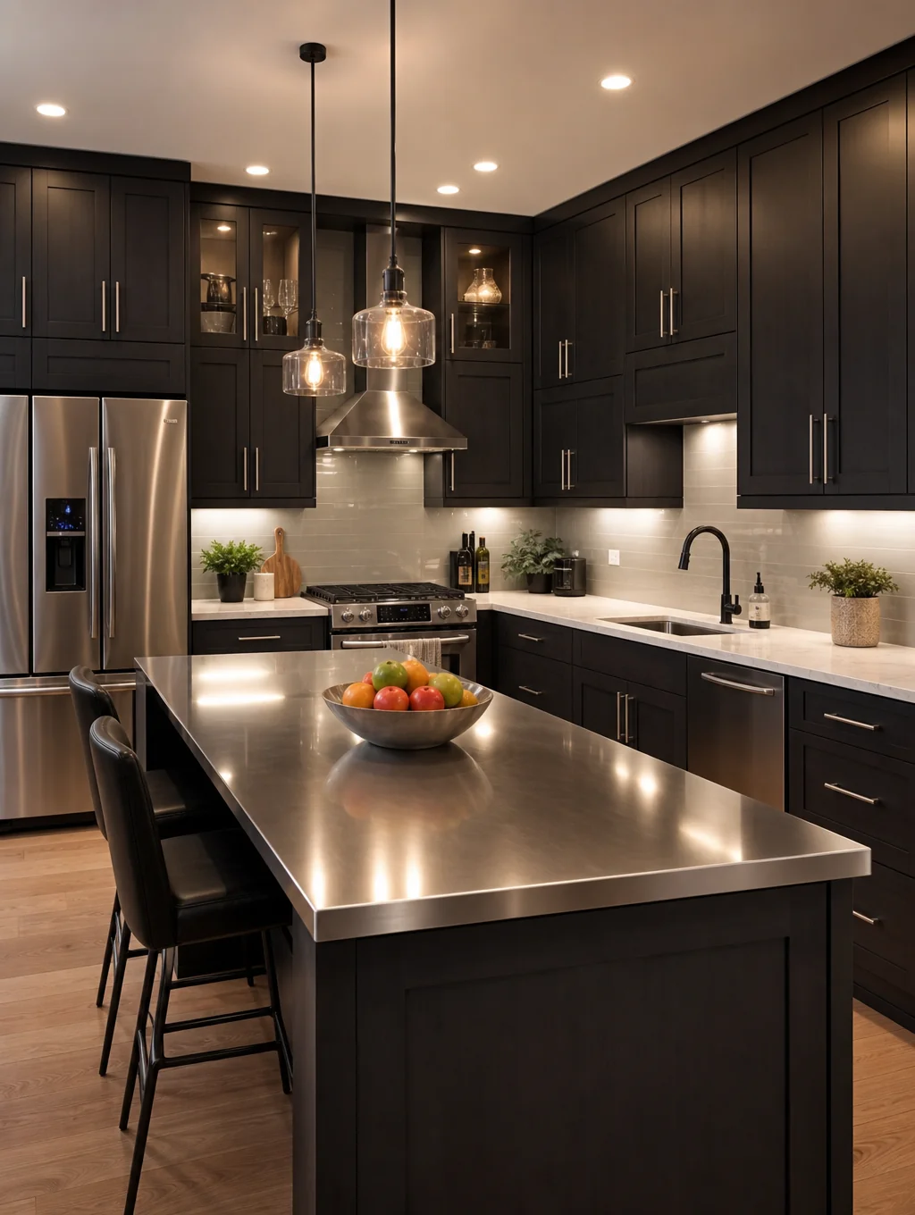 Modern kitchen remodel with custom cabinetry and stone countertops